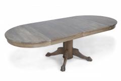 English Edwardian Cerused Oak Circular Claw Foot Center Dining Table with Leaves - 2798028