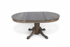 English Edwardian Cerused Oak Circular Claw Foot Center Dining Table with Leaves - 2798033