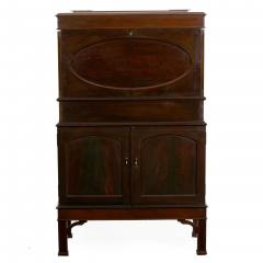 English Edwardian Mahogany Fall Front Secretary Desk with Built In Safe c 1900 - 1084085