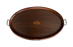 English Edwardian Mahogany Inlaid Serving Butlers Tray with Shell Motif - 4490152