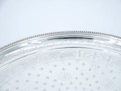 English Elkingtons Silver Plated Round Shape Interior Decorated Serving Tray - 3168822