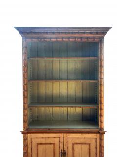 English Faux Bamboo Pine Bookcase Cabinet - 4158358