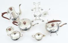 English Five Piece Silver Plate Tea or Coffee Service with Wood Handle  - 946945