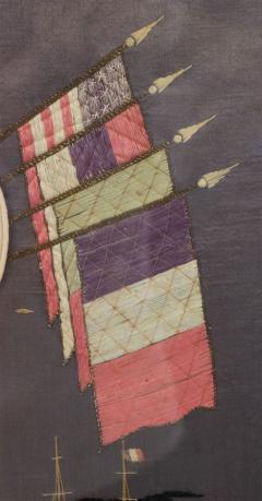 English Framed Flag Naval Memorial Embroidery - 4517614