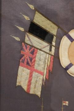 English Framed Flag Naval Memorial Embroidery - 4517615