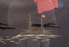 English Framed Flag Naval Memorial Embroidery - 4517617