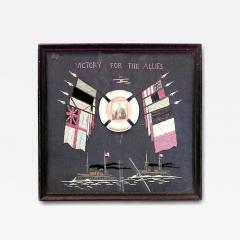 English Framed Flag Naval Memorial Embroidery - 4540163