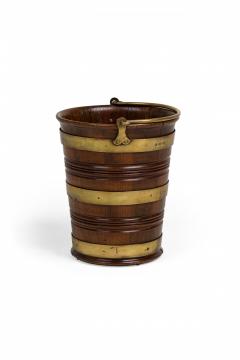 English George III Brass Bound Wooden Peat Bucket - 4656097