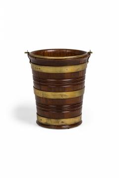 English George III Brass Bound Wooden Peat Bucket - 4656098
