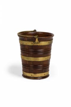 English George III Brass Bound Wooden Peat Bucket - 4656099
