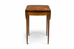 English George III Drop Leaf Oval Inlaid Pembroke Table - 4170187