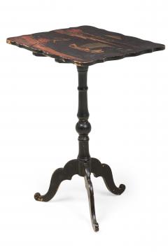English George III Japanned Pastoral Scene Tilt Top End Side Table - 4170257