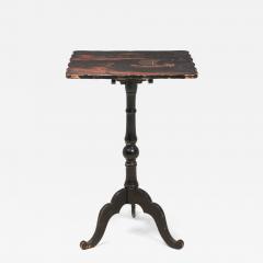 English George III Japanned Pastoral Scene Tilt Top End Side Table - 4186368