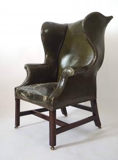 English George III Leather Wingback Armchair circa 1780 - 4796578