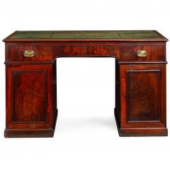 English George III Mahogany Leather Pedestal Rent Writing Desk ca 1800 - 4501700