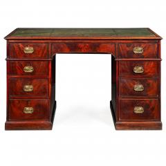 English George III Mahogany Leather Pedestal Rent Writing Desk ca 1800 - 4501701