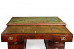 English George III Mahogany Leather Pedestal Rent Writing Desk ca 1800 - 4501705