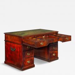 English George III Mahogany Leather Pedestal Rent Writing Desk ca 1800 - 4504247