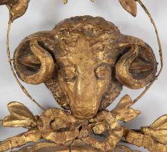 English George III Oval Hepplewhite Gilded Mirror with Rams Head Surmount - 4290139