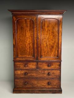 English George lll Linen Press Cabinet Burl Mahogany 1815 - 3892100