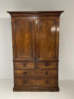 English George lll Linen Press Cabinet Burl Mahogany 1815 - 3892101