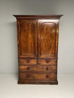 English George lll Linen Press Cabinet Burl Mahogany 1815 - 3892103
