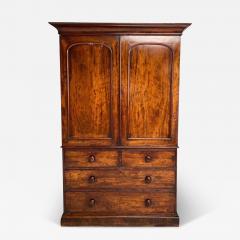 English George lll Linen Press Cabinet Burl Mahogany 1815 - 3893325