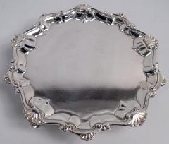 English Georgian Classical Sterling Silver Shell Scroll Salver 1772 - 4542750