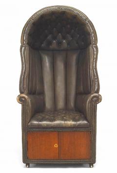 English Georgian Green Leather Arm Chair - 1424719