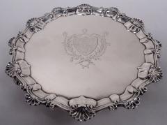 English Georgian Sterling Silver Shell Scroll Salver 1775 - 4079692