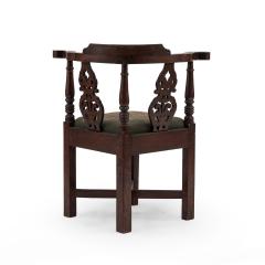 English Georgian Style Filigree Oak and Needlepoint Corner Armchair - 4650749