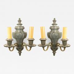 English Georgian Style Pewter and Brass Vasiform Wall Sconces - 1403244