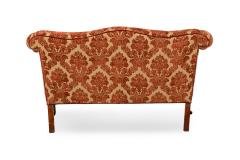 English Georgian Style Red and Gold Damask Loveseat - 4657018