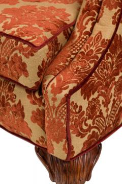 English Georgian Style Red and Gold Damask Loveseat - 4657024