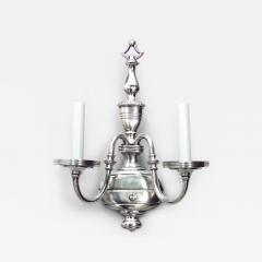 English Georgian Style Silver Plate Wall Sconces - 4729209