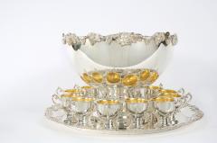 English Georgian Style Silver Plated Copper 15 Piece Punch Bowl Service - 1332914