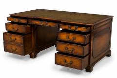 English Georgian Style Wooden Kneehole Partners Desk - 4653084
