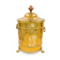 English Georgian style Brass Round Bucket With Lid - 4733348