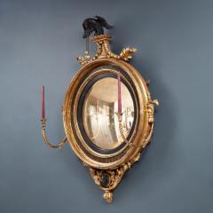 English Gilt Convex Girandole Mirror Circa 1805 1810 - 3818778