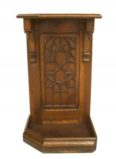 English Gothic Oak Umbrella Stand - 4322672