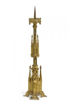 English Gothic Revival Bronze Dore Altar Candlestick - 4665098