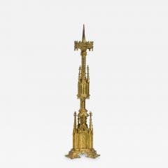English Gothic Revival Bronze Dore Altar Candlestick - 4692591