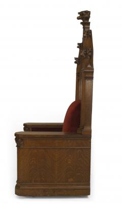 English Gothic Revival Red Velvet Throne Chair - 1404175