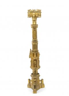 English Gothic Style Bronze Dore Altar Candlesticks - 4660760