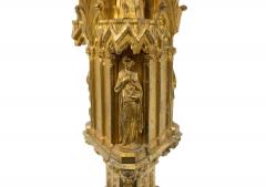 English Gothic Style Bronze Dore Altar Candlesticks - 4660765