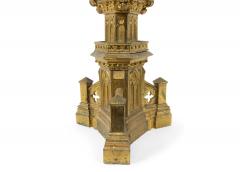 English Gothic Style Bronze Dore Altar Candlesticks - 4660766