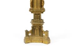 English Gothic Style Bronze Dore Altar Candlesticks - 4660767