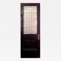 English Gothic Style Painted Wood and Glass Sliding Door - 4662104