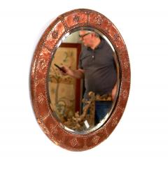 English Hammered Copper Round Mirror - 4448005