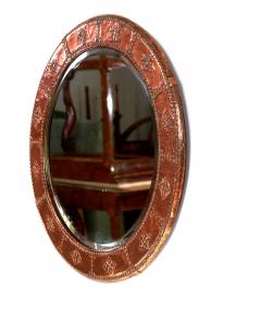 English Hammered Copper Round Mirror - 4448006